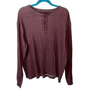 Gap Factory XL Burgundy Long Sleeve Henley Shirt Casual Ribbed Knit Top